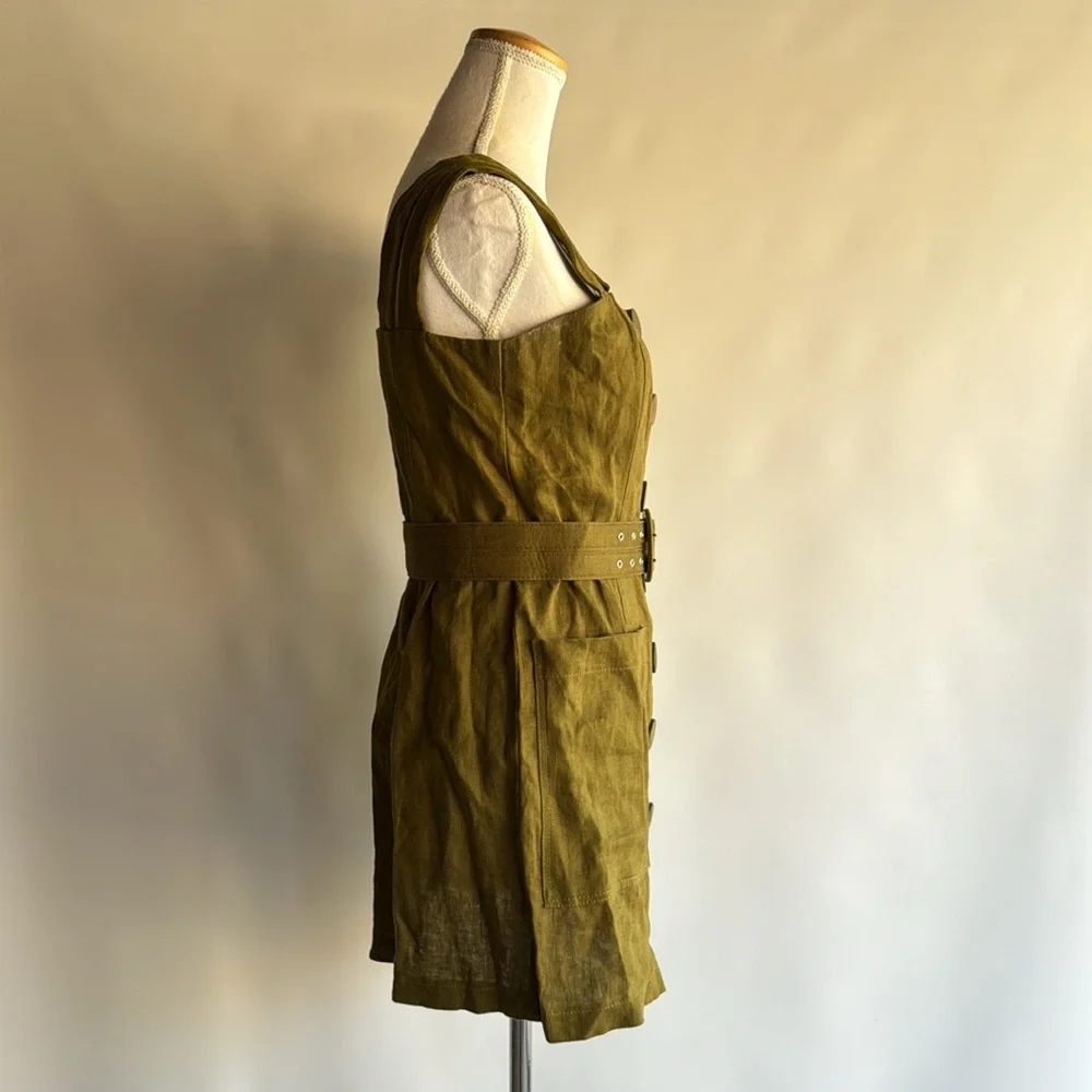 Nicholas Button Front Belted Linen Mini Dress - sz 4 US - Picture 3 of 8